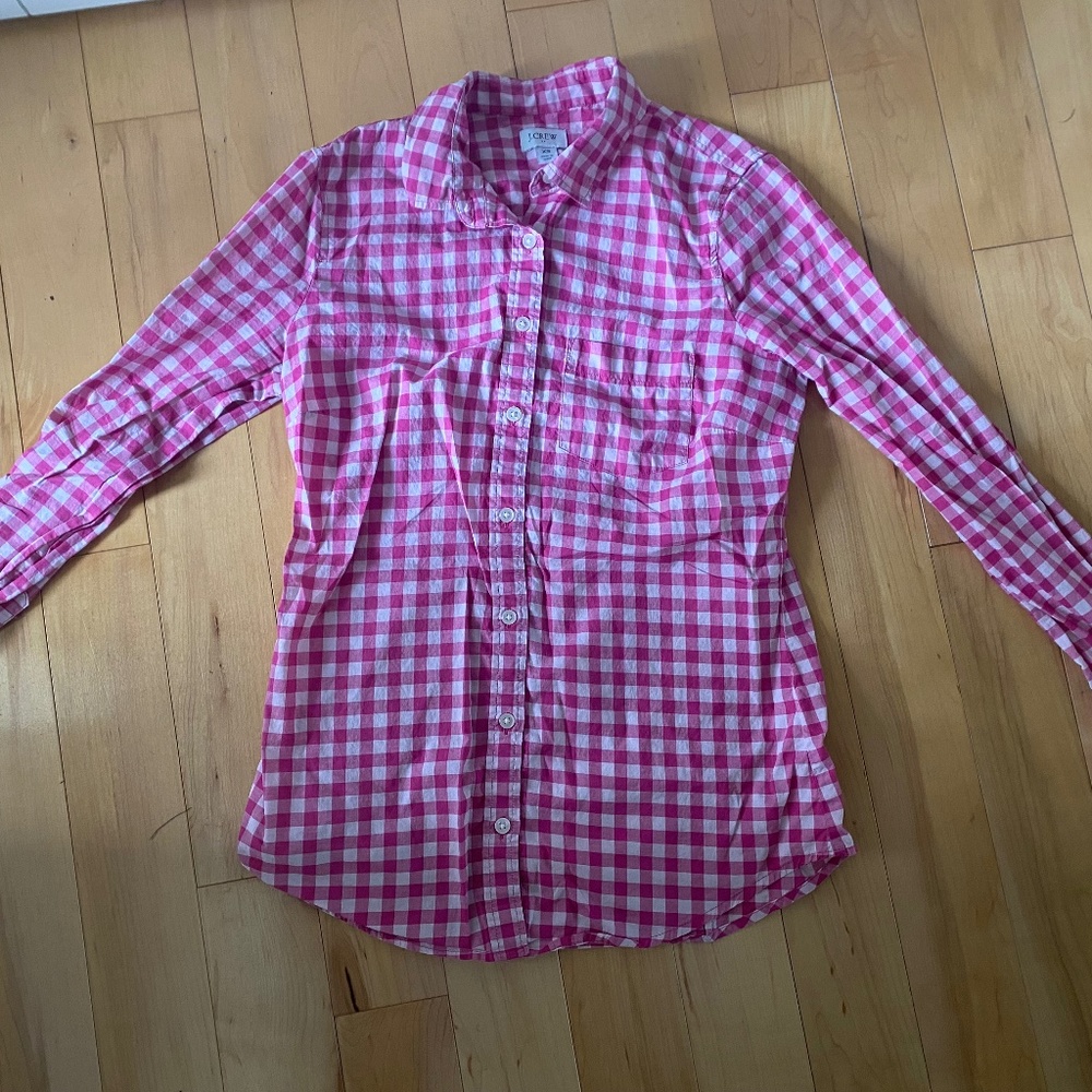 X Small J Crew Gingham lightweight cotton shirt in signature fit - Women's